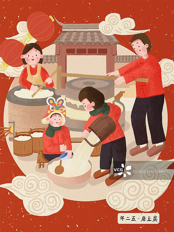 年二五·磨豆腐图片素材