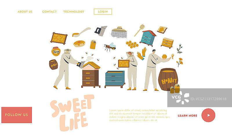 人物采集蜂蜜引导页模板图片素材