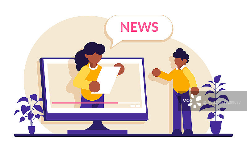 电视节目主持人谈论视频新闻概念图片素材