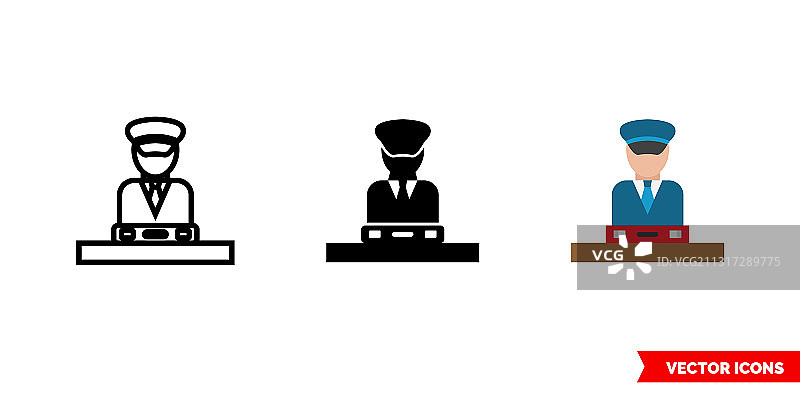 海关图标三种颜色黑白图片素材