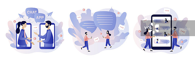 手机聊天应用场景：人们使用手机图片素材