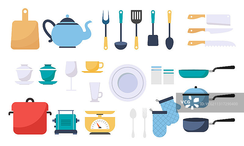 现代厨房工具扁平风格图标Logo合集图片素材