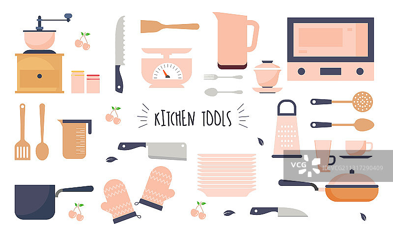 现代厨房工具扁平风格图标Logo合集图片素材