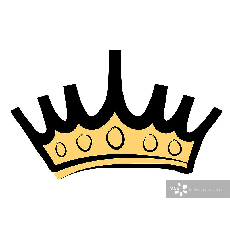 白色背景上手绘皇冠标志和图标图片素材