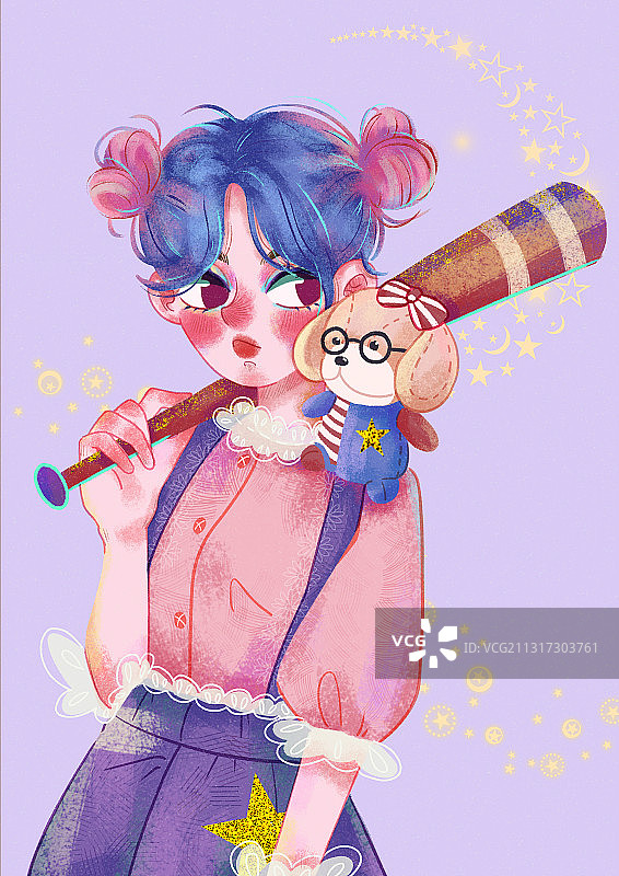 玩偶少女系列四拼色狗狗图片素材