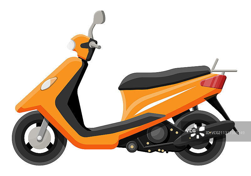 白色背景上的橙色摩托车图片素材