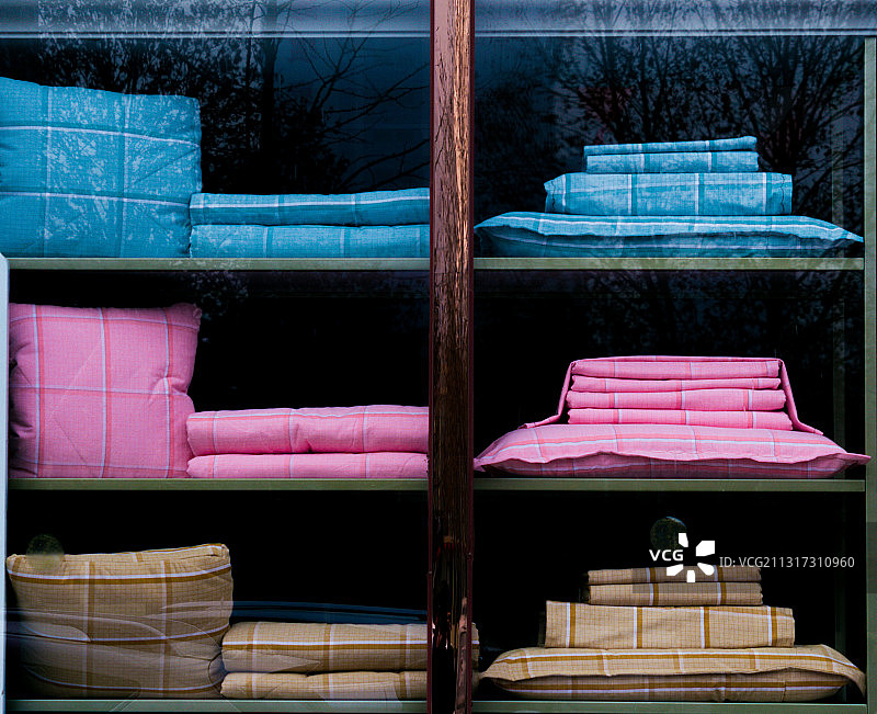 粗布和粗布制品，橱窗展示图片素材