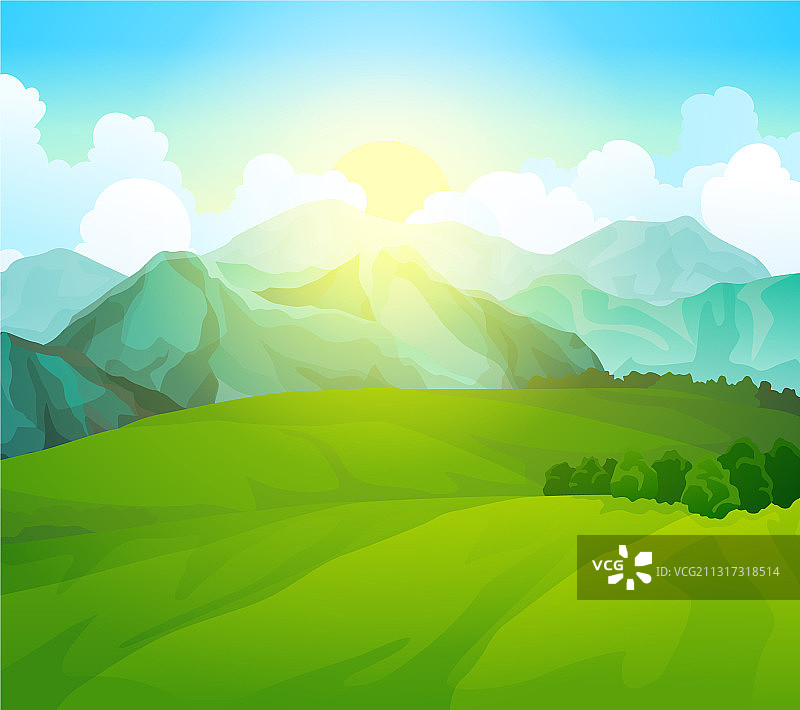 夏季山区绿色草地风光图片素材