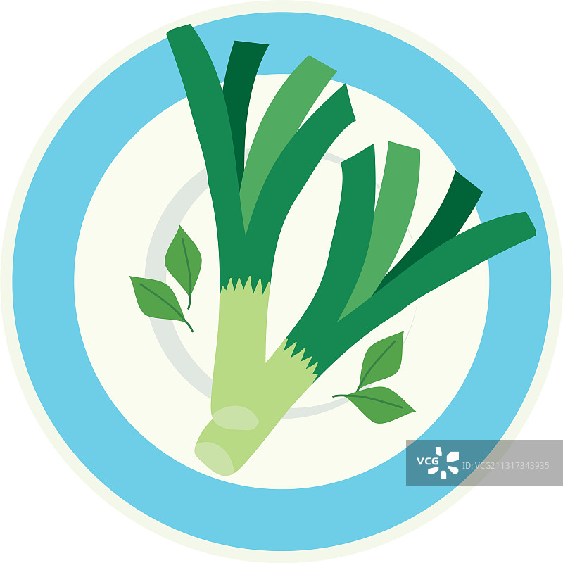 白色盘子里的新鲜韭菜图片素材