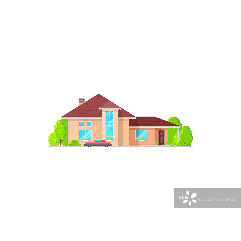 孤立的别墅或双层小屋房屋图标图片素材