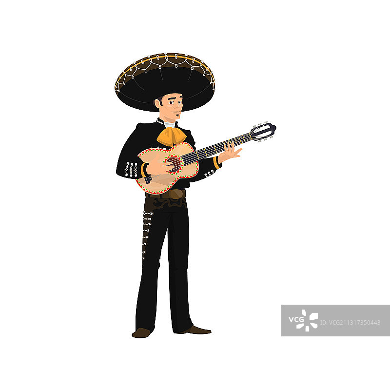 戴着帽子的墨西哥流浪乐队音乐家弹吉他图片素材