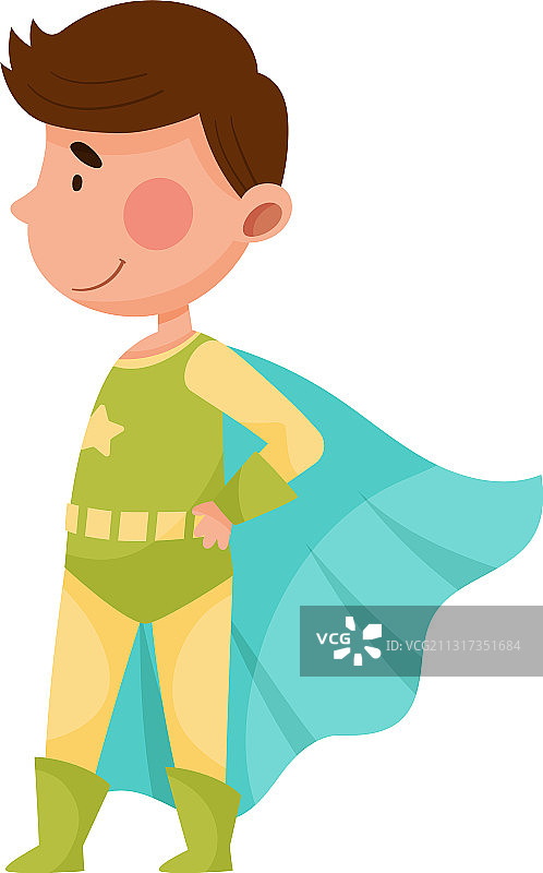 穿着超级英雄服装的可爱男孩图片素材