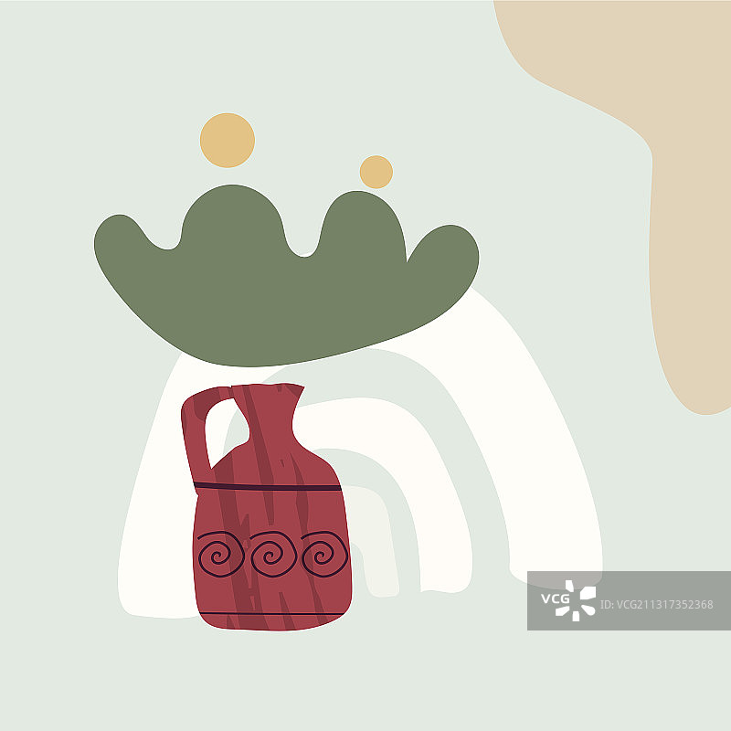 时尚卡片静物花瓶水果抽象图片素材