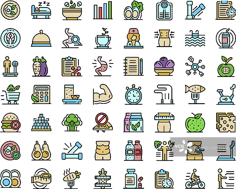 营养师扁平图标合集图片素材