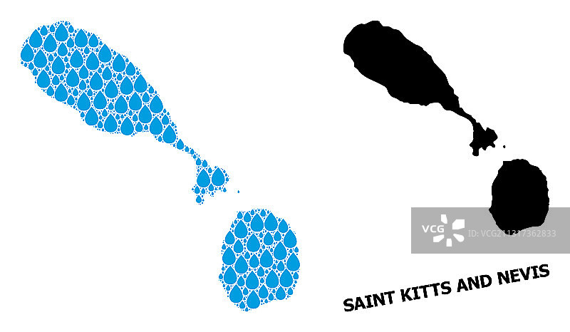 圣基茨和尼维斯拼贴地图图片素材