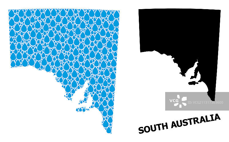 南澳大利亚水域拼贴地图图片素材
