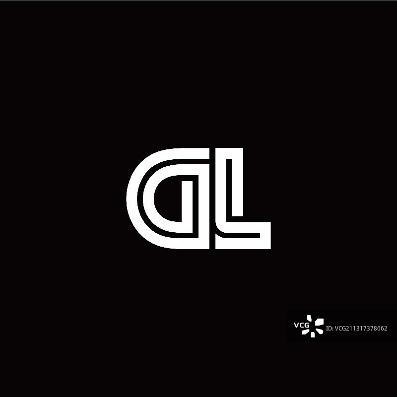 带有抽象线条的DL字母组合标志图片素材