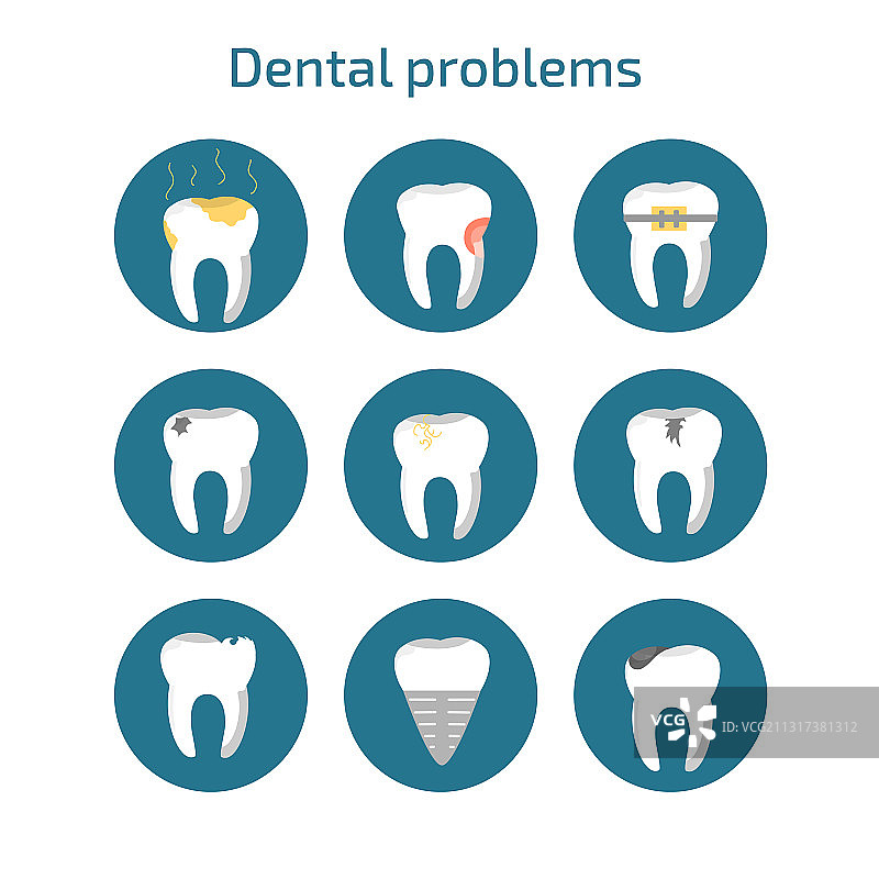 牙科问题图标，牙医工具，牙齿健康图片素材