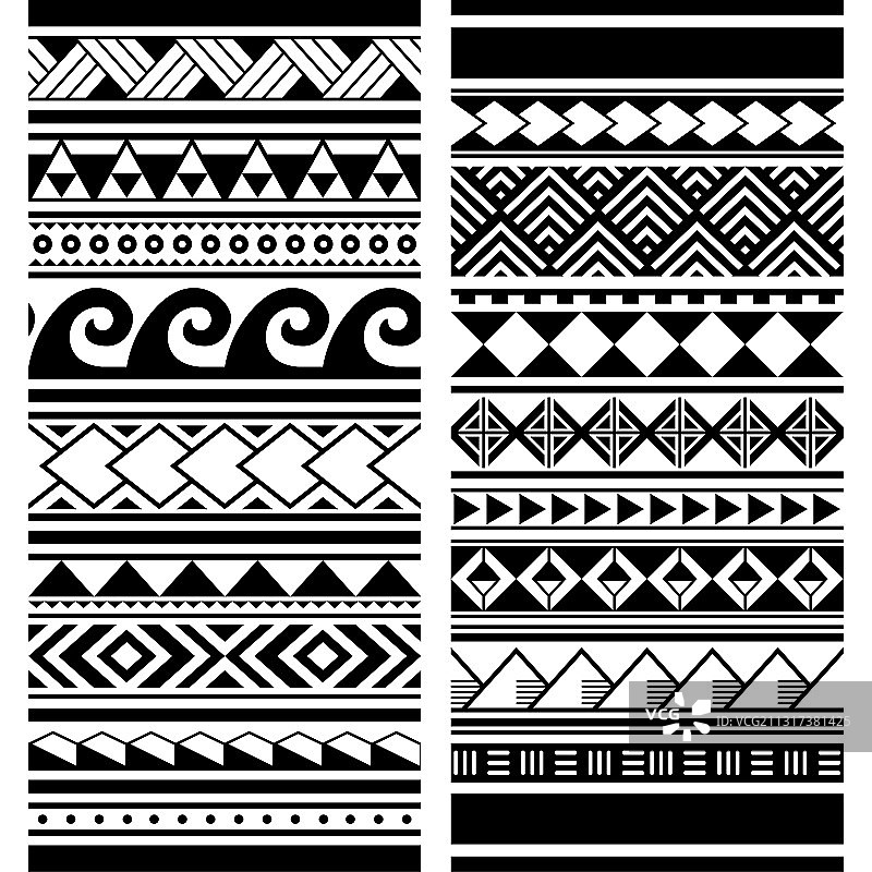 波利尼西亚毛利纹身无缝图案图片素材
