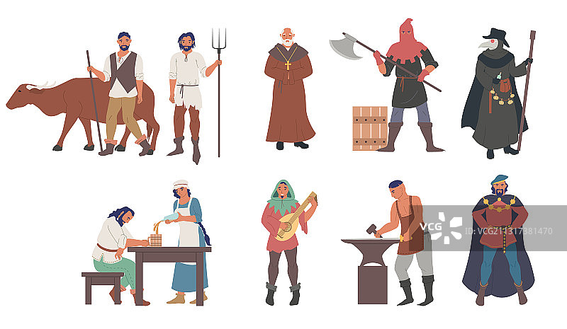 中世纪人物卡通形象图片素材