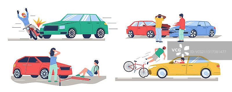 道路交通事故汽车碰撞场景图片素材