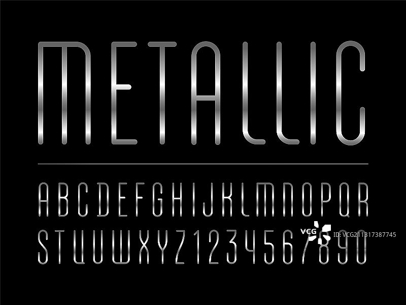 纤细金属字体时尚窄体字母图片素材