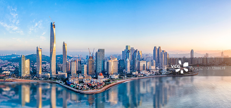 青岛市浮山湾香港中路奥帆中心全景航拍图片素材