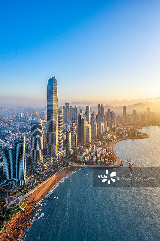 青岛市浮山湾香港中路奥帆中心全景航拍图片素材