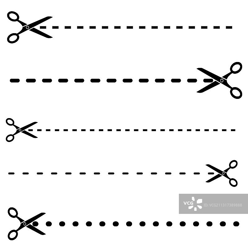 黑色剪刀切割线合集图片素材