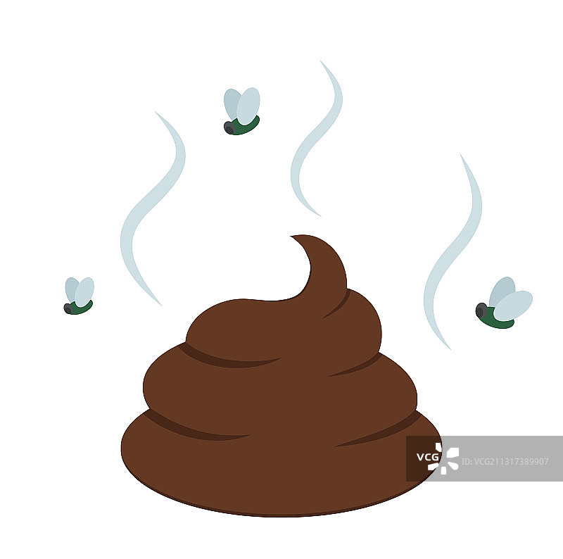 围绕棕色臭便便飞舞的狗图片素材