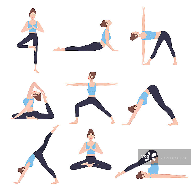 做身体锻炼的年轻女人合集图片素材