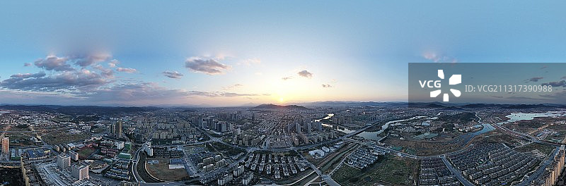 诸暨城区全景 航拍图片素材