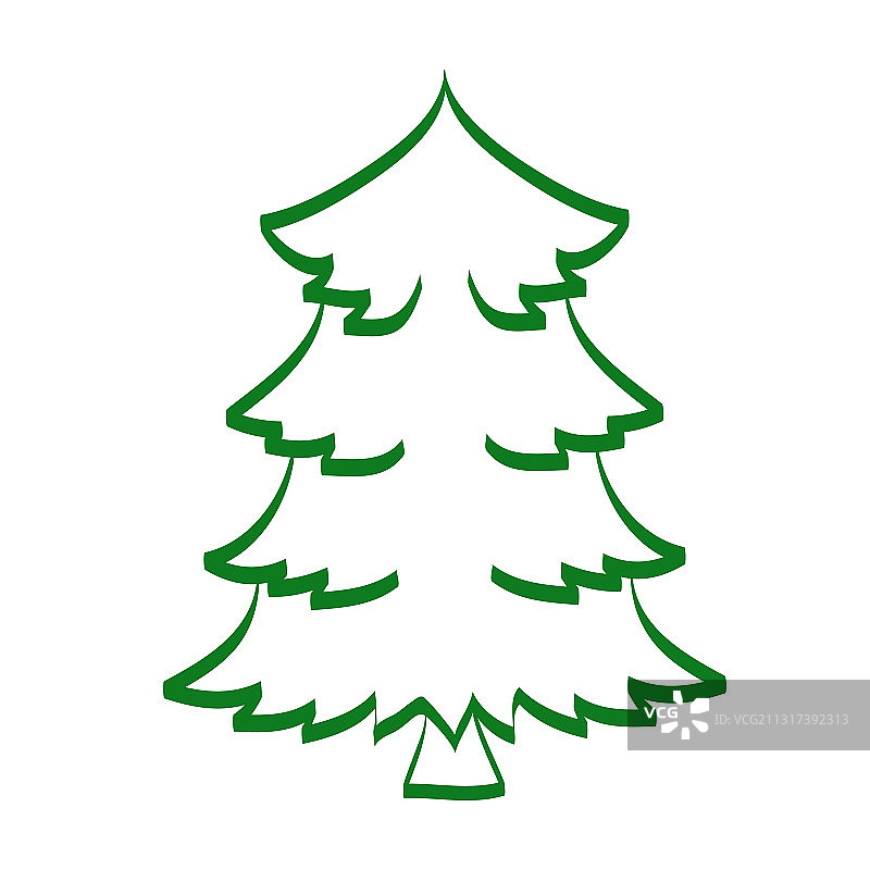 白色背景上的手绘圣诞树图标图片素材