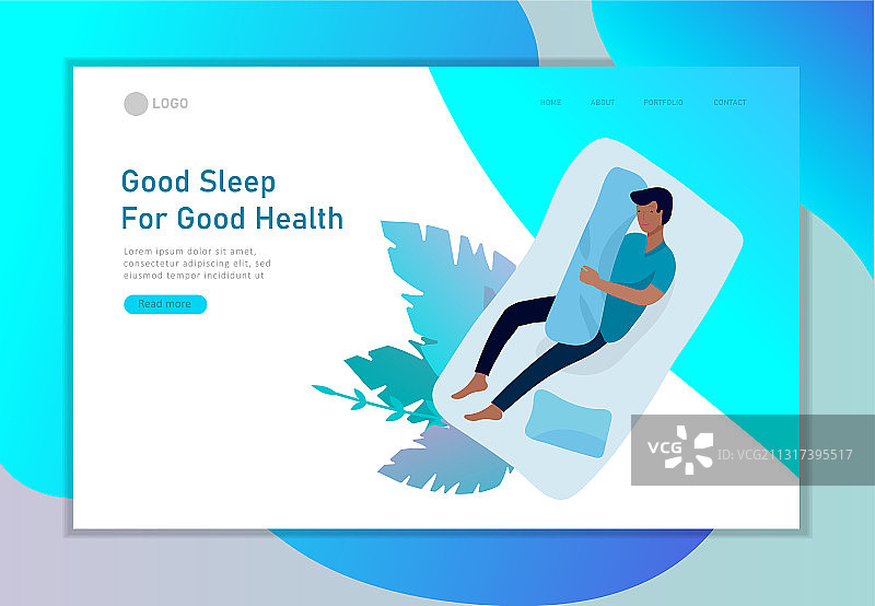男孩睡眠角色着陆页模板图片素材