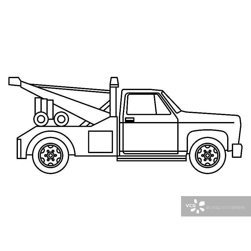 黑白拖车轮廓图片素材