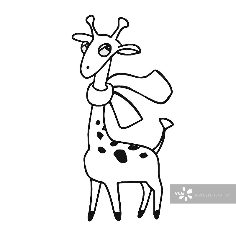 黑白围巾卡通长颈鹿图片素材