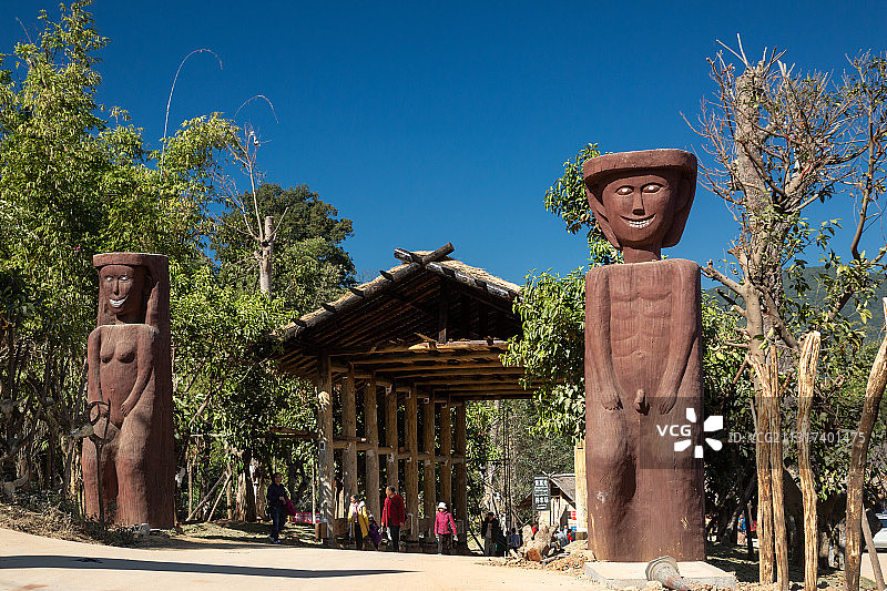 翁丁寨  中国最后一个原始部落 云南省临沧市沧源县图片素材