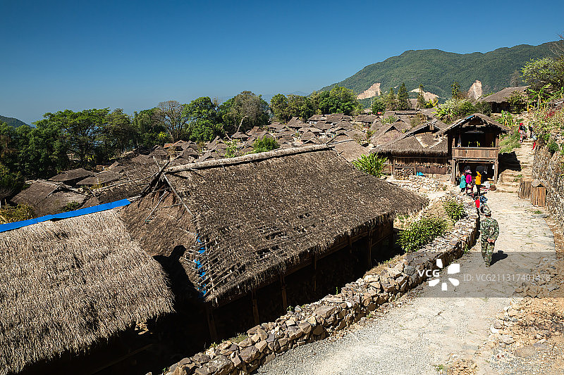 翁丁寨  中国最后一个原始部落 云南省临沧市沧源县图片素材
