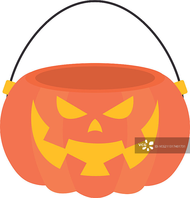 万圣节南瓜糖果桶扁平风格图标图片素材