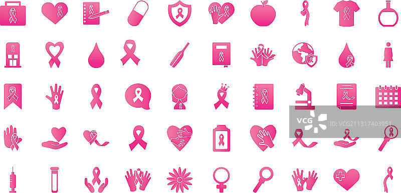 乳腺癌图标渐变风格图片素材