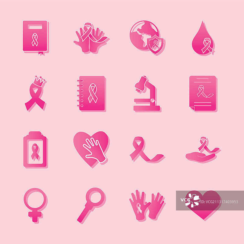 乳腺癌主题心形渐变图标图片素材