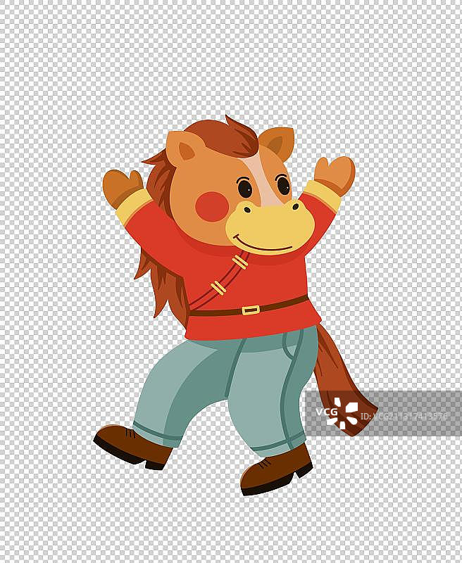 十二生肖可爱卡通马年新年插画图片素材