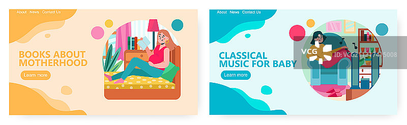 孕妇阅读育儿书籍图片素材