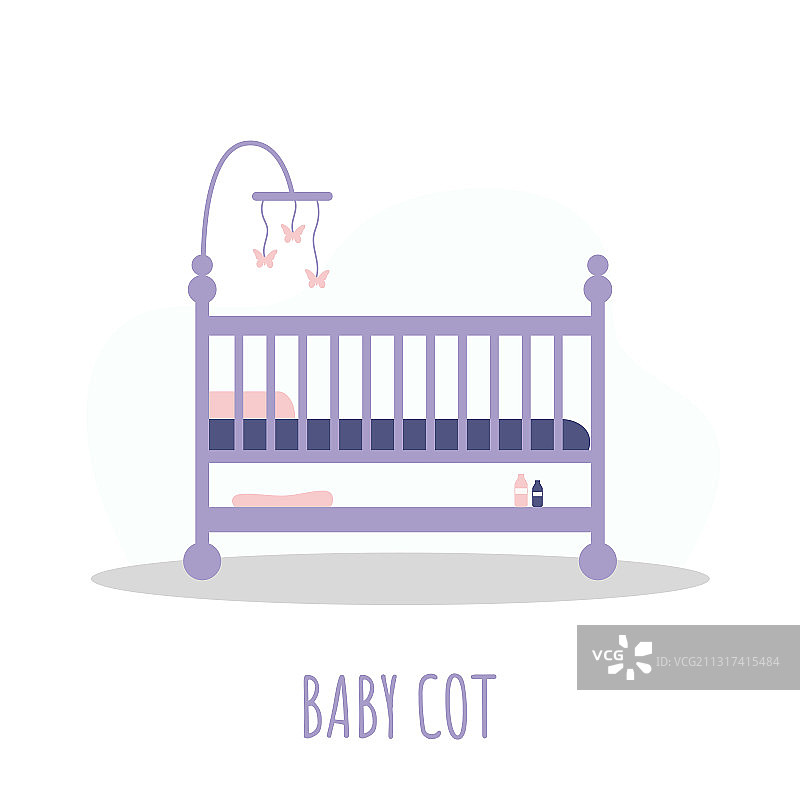 婴儿床图标，沐浴系列元素图片素材