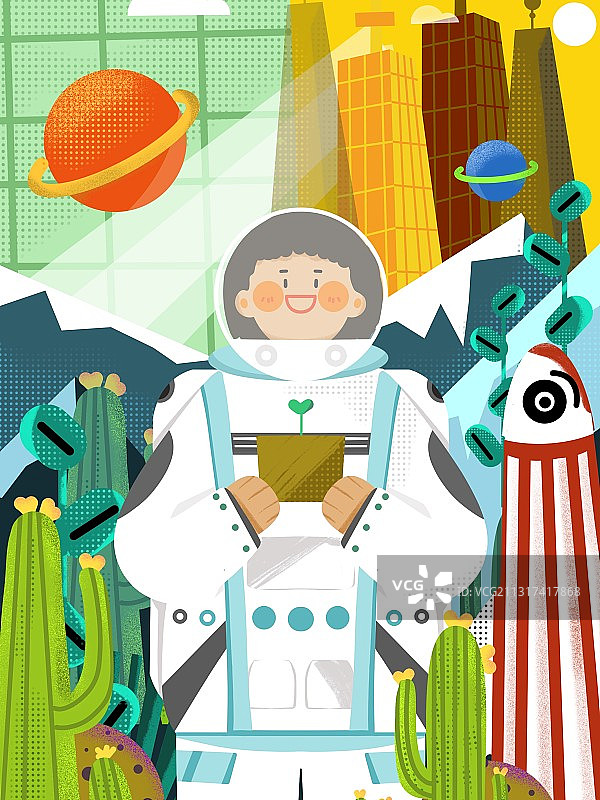 宇航员手捧绿色的种子图片素材