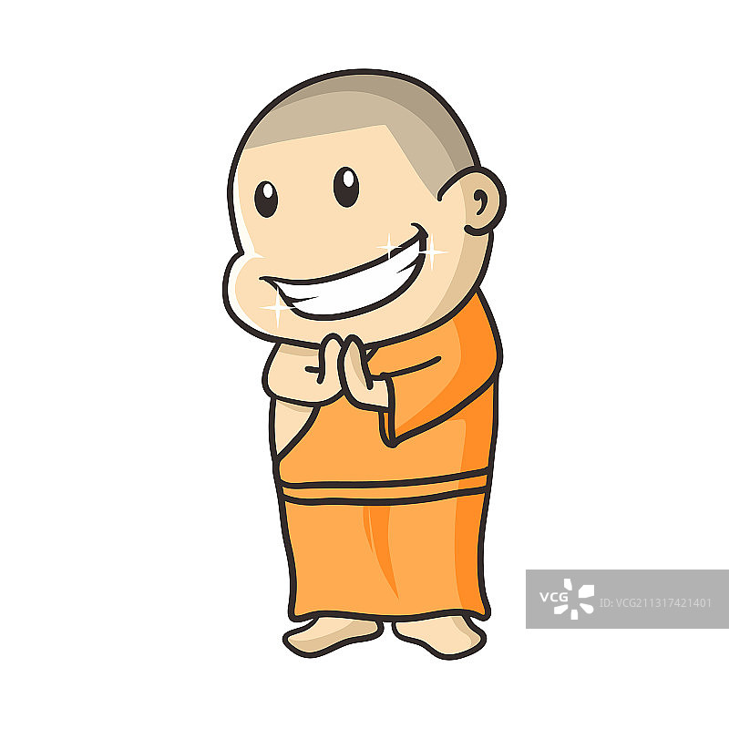 微笑佛陀僧侣卡通图片素材