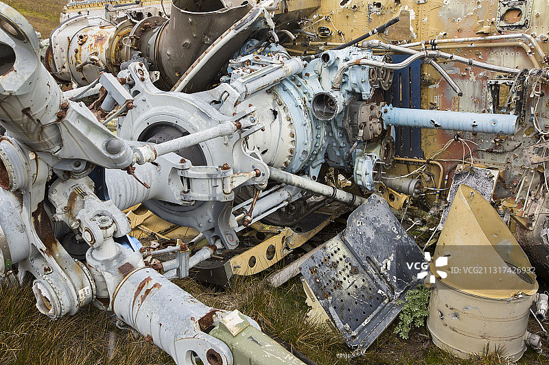 马岛冲突中被击落的阿根廷美洲豹直升机图片素材