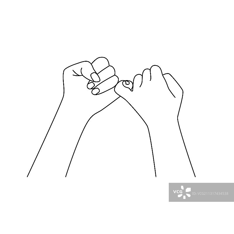 素描情侣牵手图片素材