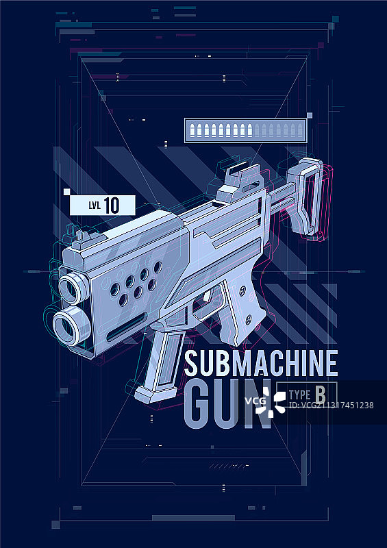 冲锋枪HUD设计图片素材