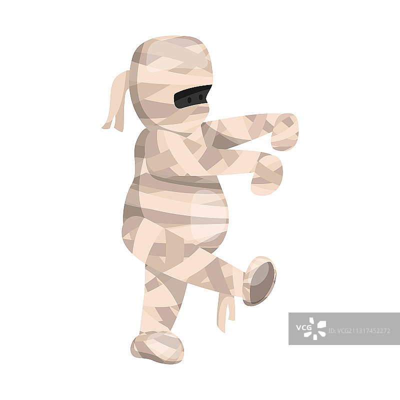 卡通可爱行走的木乃伊角色图片素材